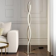 Lampada da terra a LED Mairia Lucande, dimmerabile, Alluminio / Grigio / Zincato, Soggiorno / Sala da pranzo, Alluminio, Moderno, Lampada LED da terra