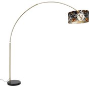 Lampada ad arco in ottone con paralume nero a forma di fiore 50 cm - XXL