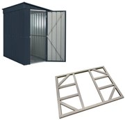Casetta da giardino Milvy da addossare e telaio, in acciaio grigio con porta battente semplice e spessore parete 0.3 mm