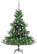 Albero Natale Artificiale Nordmann con LED e Palline Verde, Albero Natale Artificiale Nordmann LED Palline Verde 150 cm