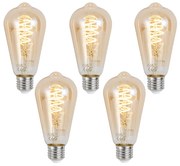 Set di 5 lampadine LED E27 dimmerabili Smart ST64 Ambra 4.9W 320 lm 2500K Zigbee