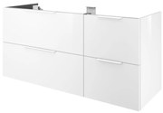 Mobile da bagno sotto lavabo Neo bianco laccato lucido L 135 x H 64 x P 48 cm 4 cassetti, lavabo non incluso