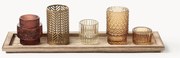 Set portacandele con vassoio in legno Elviena 6 pz