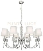Portico 8lt pendant - metallo cromato, acrilico e paralumi a corda