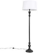 Lampada da terra nera paralume lino bianco 45cm - CLASSICO