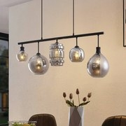 Lampada a sospensione in vetro Mateno Lindby, dimmerabile, Alluminio / Grigio / Zincato, Soggiorno / Sala da pranzo, Vetro, Vintage, Lampada a sospensione