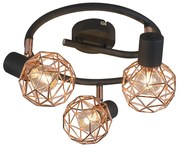 Faretto moderno nero con rame 3 luci - Mesh