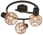 Plafoniera moderno nero con 3 luci rame - MESH