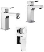 Set miscelatori lavabo + bidet + incasso doccia con deviatore Jacuzzi | rubinetteria Tank ottone cromato per piletta click clack