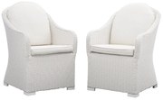 Poltrona da giardino con cuscino Luma NATERIAL con braccioli in alluminio, seduta in rattan sintetico bianco L 57 x H 88 x P 59.5 cm, set da 2 pezzi