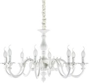 Lampadario Shabby Chic-Provenzale Justine Metallo Bianco 8 Luci E14