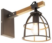 Lampada da parete intelligente grigio scuro con legno regolabile incl. Wifi A60 - Arthur