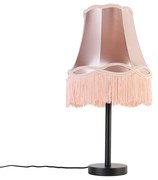 Lampada da tavolo classica nera con paralume granny rosa 30 cm - Simplo