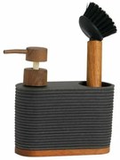 Dispenser di Sapone 2 in 1 per Lavandino Andrea House cc73049 Nero Legno di acacia