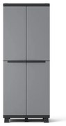 Armadio per scope Standard SPACEO in polipropilene, grigio e nero L 68 x H 170 x P 39 cm, 2 ante, adatto per esterno riparato