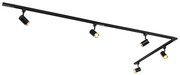 Sistema di illuminazione a binario moderno con 5 faretti nero oro 1 fase - Iconic Jeana