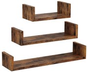 Set di 3 mensole da parete SHELFY marrone