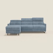 Loto Divano Letto Angolare con Penisola contenitore, Poggiatesta, Materasso Alto H18 in morbido tessuto impermeabile T14 carta da zucchero