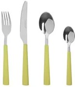 Set 16 posate in acciaio manico verde Stripes