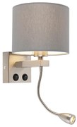 Lampada da parete intelligente in acciaio con paralume grigio incl. Wifi A60 - Brescia