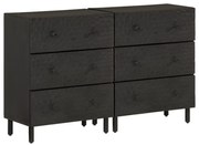 Credenze 2 pz nero 60x33x75 cm in legno massello di mango