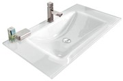 Lavabo integrale a incasso rettangolare lavabo L 90 x H 14 x P 46 cm in vetro bianco extrachiaro