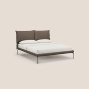 Bice letto imbottito con cuscini e piedi alti in metallo in tessuto impermeabile T02 marrone