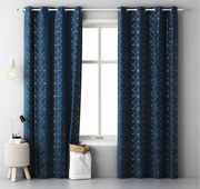 Tende blu scandinavo con motivo dorato 140 x 280 cm