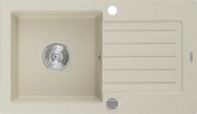 Mexen Pablo lavello in granito a 1 vasca con sgocciolatoio 752 x 436 mm, beige, sifone cromato - 6510751010-69
