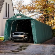 TOOLPORT 3,3x9,6m tenda garage, PVC 800, verde scuro, con statica (sottofondo in terra) - (58314)