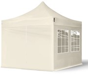 TOOLPORT 3x3m gazebo pieghevole con laterali (finestre), ECONOMY acciaio, crema - (581833)