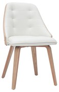 Sedia design bimateriale bianco e legno chiaro FLUFFY