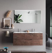 Mobile Bagno Sospeso "Martina" Da 120 Cm C/Base a Due Cassetti Doppio Lavabo In Ceramica Specchio C/Led