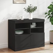 Credenza con luci led nera 81x37x67 cm