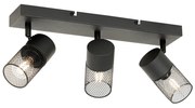 Faretto da soffitto industriale nero 3 luci orientabile - Jim