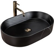 Lavabo da appoggio in ceramica Rea Nadia Stone Black Matt