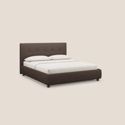 Minato letto imbottito contenitore con testata trapuntata in ecopelle impermeabile T04 marrone