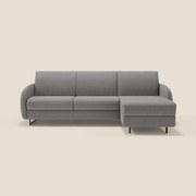 Ninfea Divano Letto Angolare con Penisola Contenitore e Materasso H18 cm - piedini in metallo e Tessuto impermeabile T03 grigio