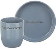 Tazzina caffè 135 ml con piattino blu scritta Quotes