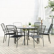 Set Sedie Giardino Impilabili 7pz Antracite Acciaio Verniciato /
