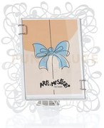 Bomboniera portafoto scarabocchio bianco in ferro e polimetilmetacr...