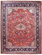 Mahal Tappeto 380x300 Rosso (Iran) Annodato A Mano