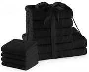 Set di asciugamani per viso e corpo tipo terry neri in cotone 10 pz Amari – Restilo