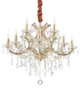 Lampadario Classico Napoleon Metallo-Cristallo Oro 12 Luci E14