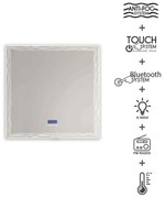 Specchio 90X75 LED touch anti-fog con casse Bluetooth orario radio e temperatura