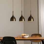 Luminex Lampada a sospensione Noak a 3 luci, lunga, titanio/oro/oro, acciaio