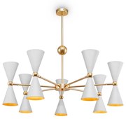 Lampadario Contemporaneo Vesper In Metallo Bianco E Oro 14 Luci