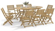 Set Da Pranzo Da Giardino 9 Pz Legno Massello Di Acacia /