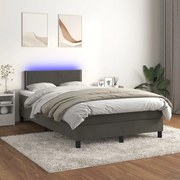 Letto a molle con materasso e led grigio scuro 120x200 cm