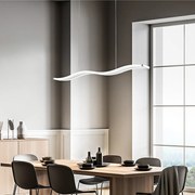 Lampadario Moderno Bend Metallo E Alluminio Bianco Led Dimmerabile